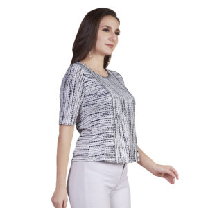 Lycra Printed White Top