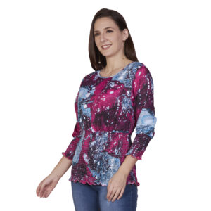 Grey & Pink Abstract Printed Top