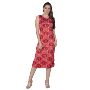 Printed Red Bodycon Dress