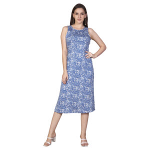Printed Blue Bodycon Dress