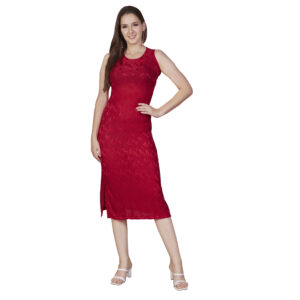 Sweet Red Printed Bodycon Dress