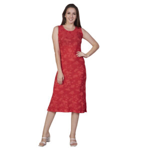 Silk Printed Red Bodycon Dress
